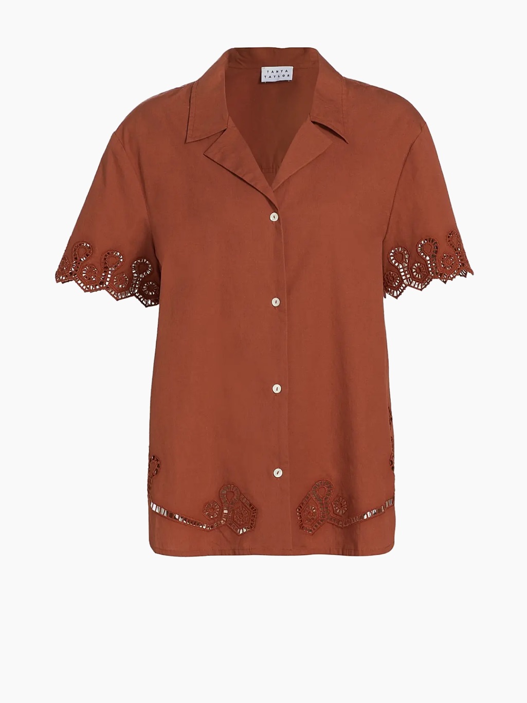 Tanya Taylor Taytum Cotton Button-Front Top - Size Medium